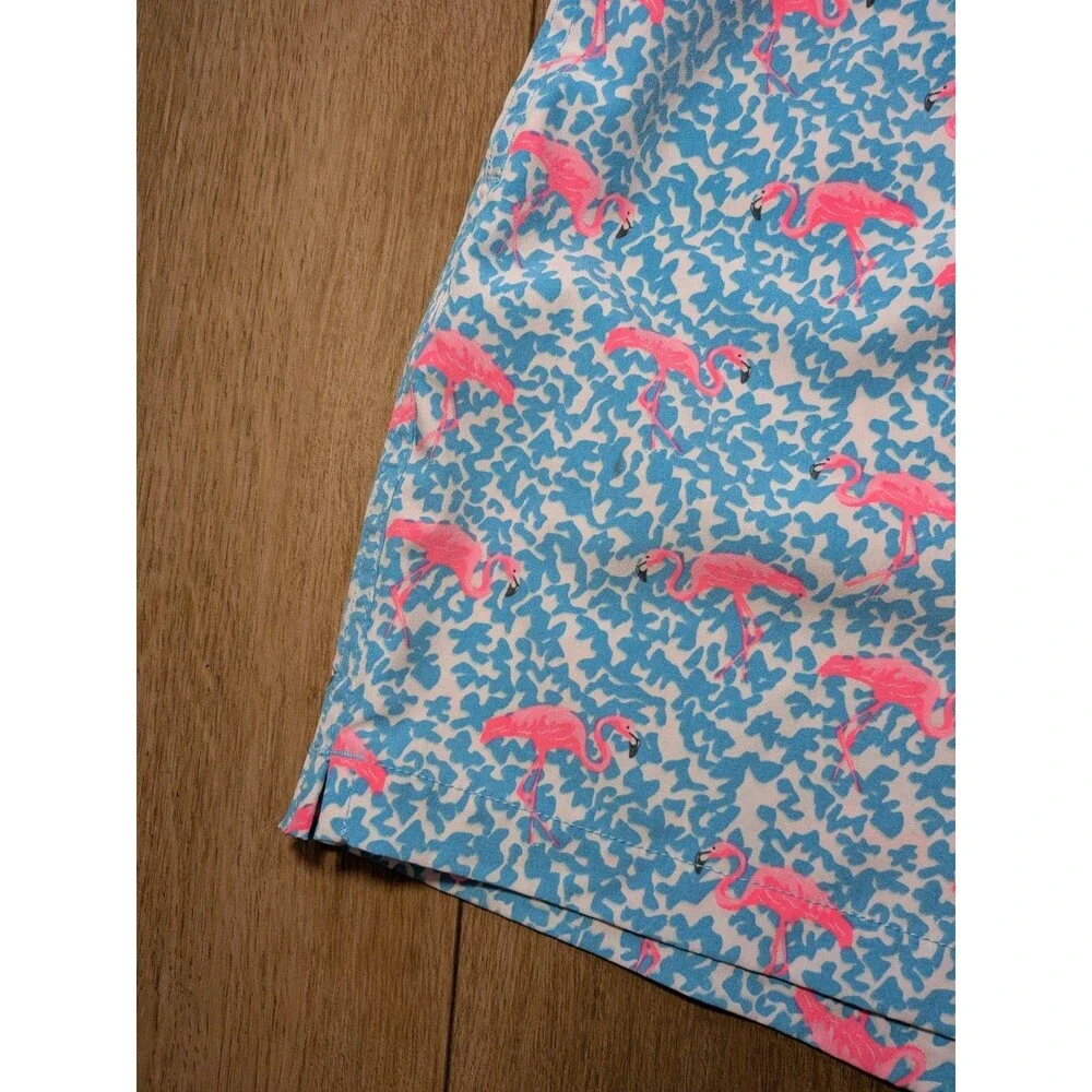 Chubbies Mens Blue Pink Flamingo Print Swim Trunks 5 Inch Inseam Medium M